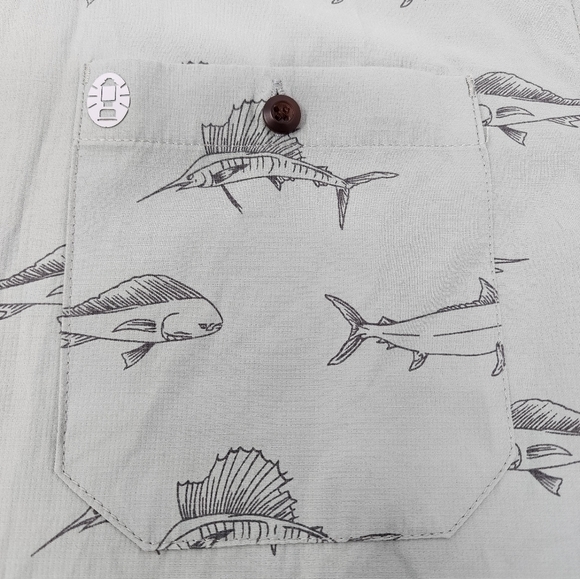 Coleman Men's Guide Short Sleeve Green Button-down Fish‎ Shirt Medium - Picture 11 of 13